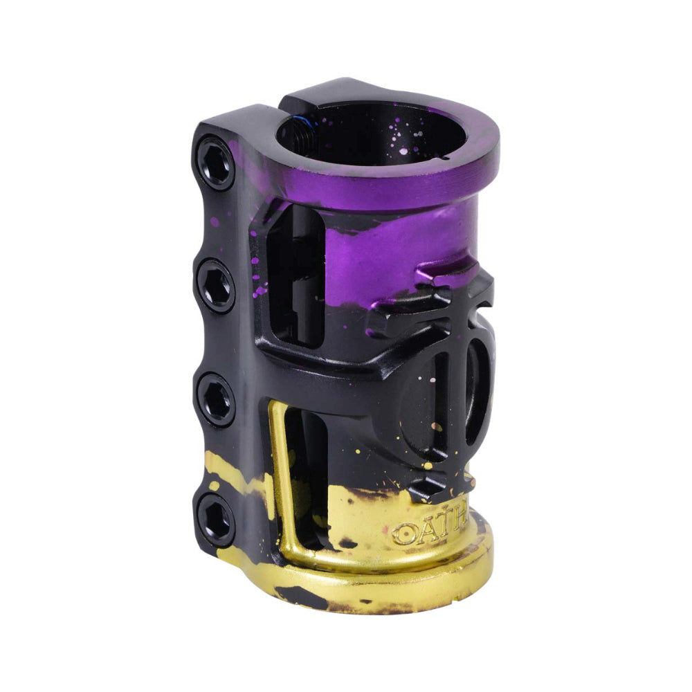 Oath Cage SCS V2 Tri-Color - Scooter Clamp Black Purple Yellow Angle