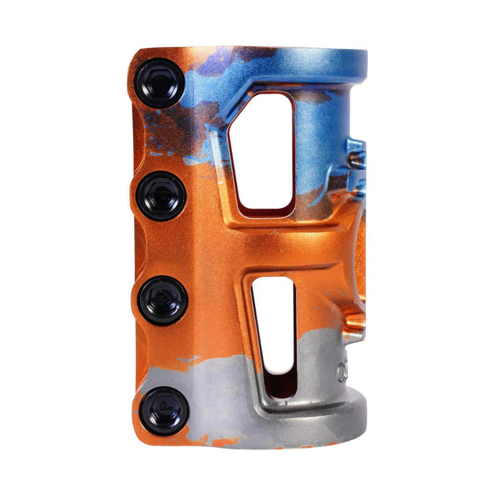 Oath Cage SCS V2 Tri-Color - Scooter Clamp Orange Blue Titanium Side