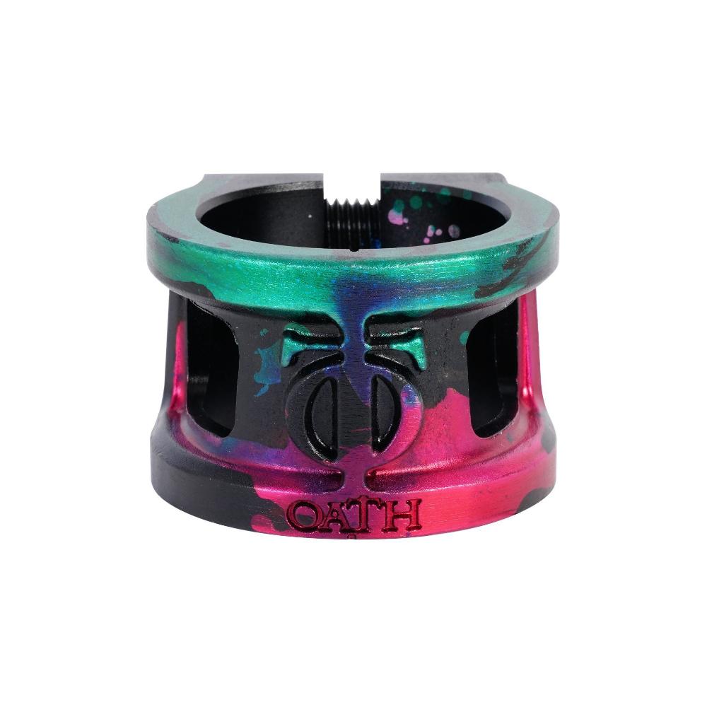 Oath Cage V2 Double - Scooter Clamp Green Pink Black Front