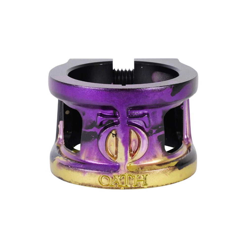 Oath Cage V2 Double HIC IHC Scooter Clamp Black Purple Yellow Front