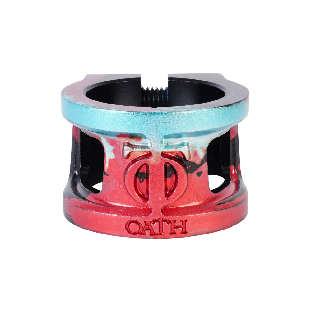 Oath Cage V2 Double HIC IHC Scooter Clamp Black Red Teal Front