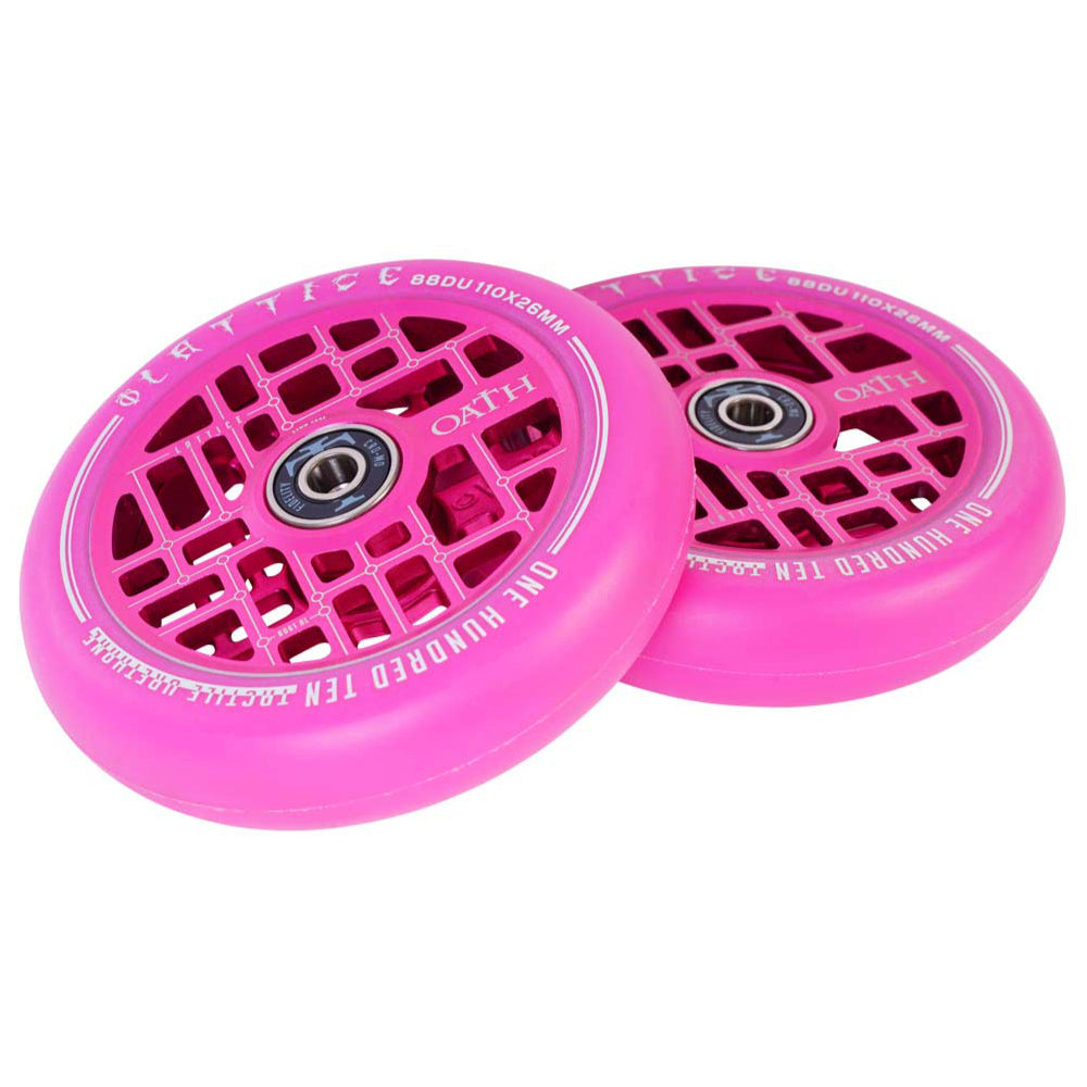 Oath Lattice 110x26mm Scooter Wheels Pink Pair