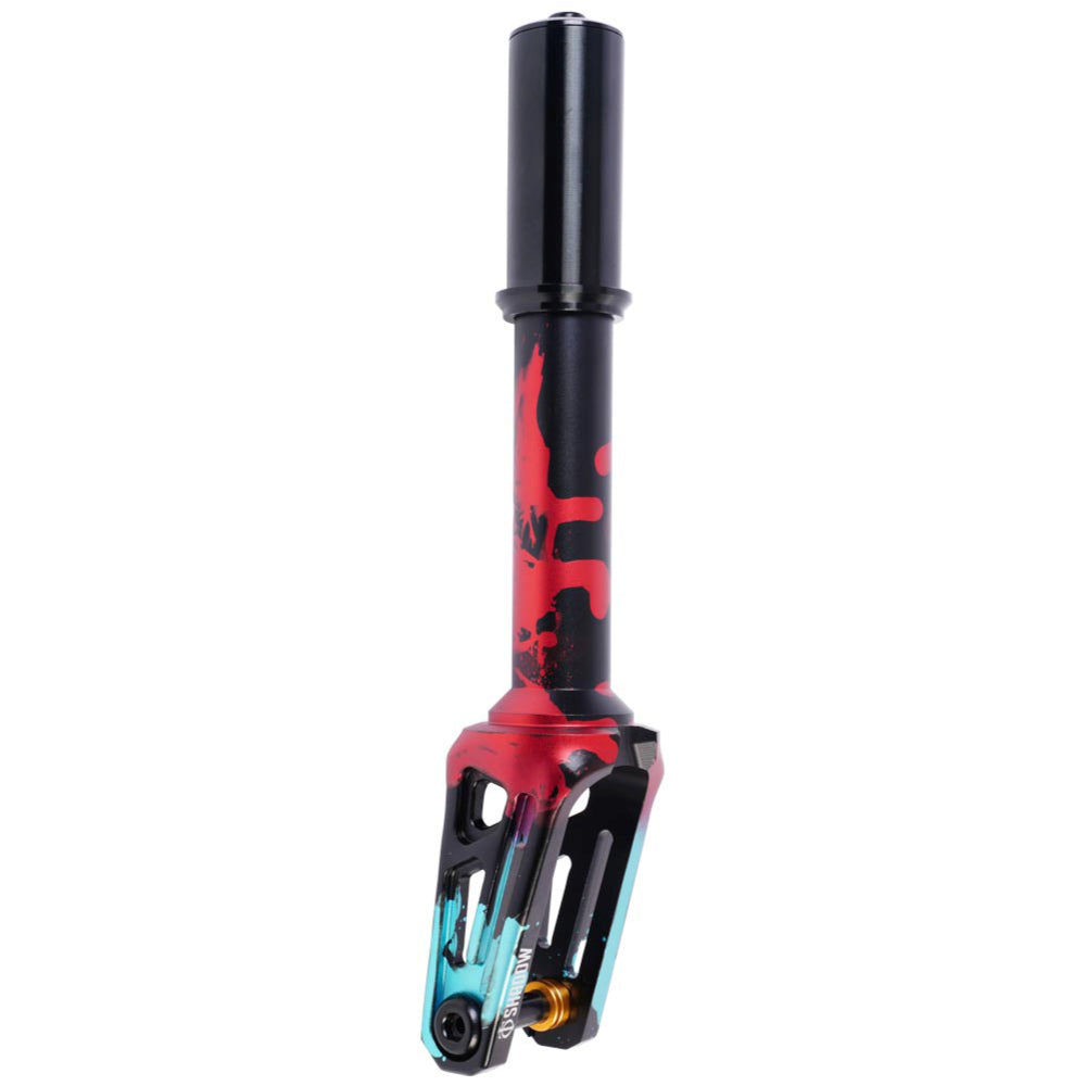 Oath Shadow IHC Scooter Fork Black Red Teal Angle Back