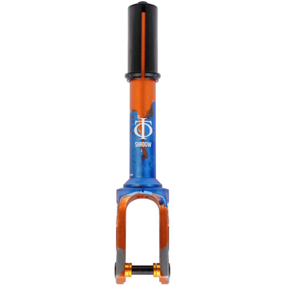 Oath Shadow IHC Scooter Fork Orange Blue Titanium Front