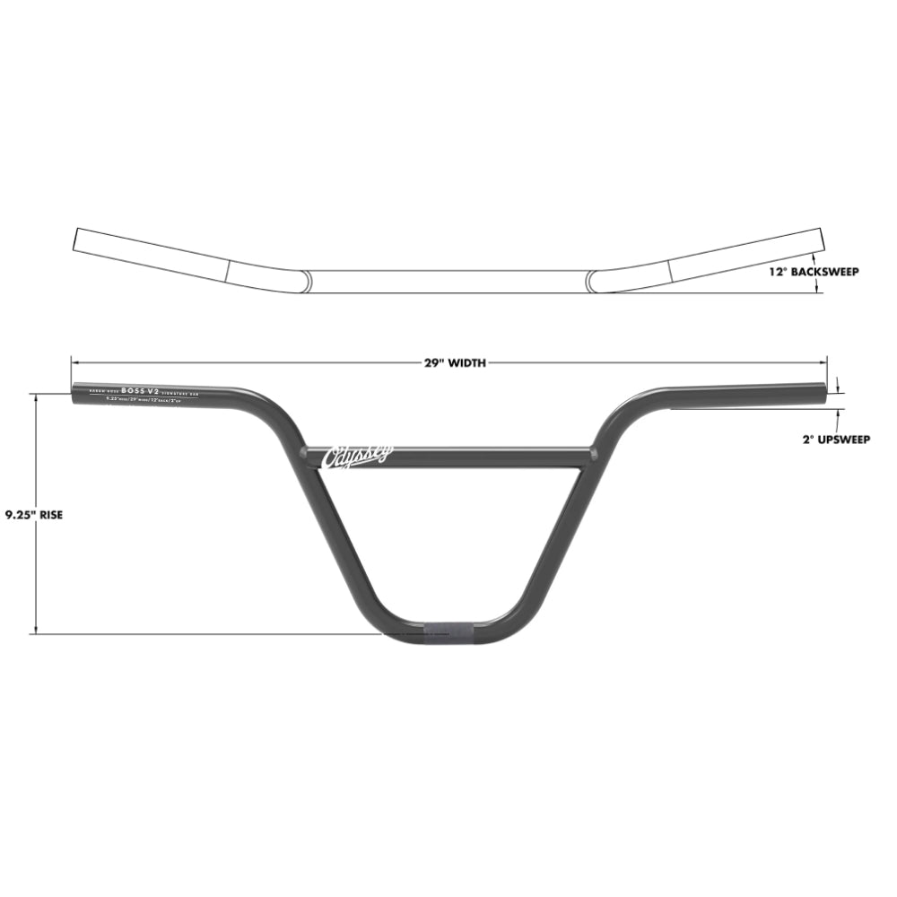 Odyssey Aaron Ross Boss V2 Black 9.25 BMX Bar Specs