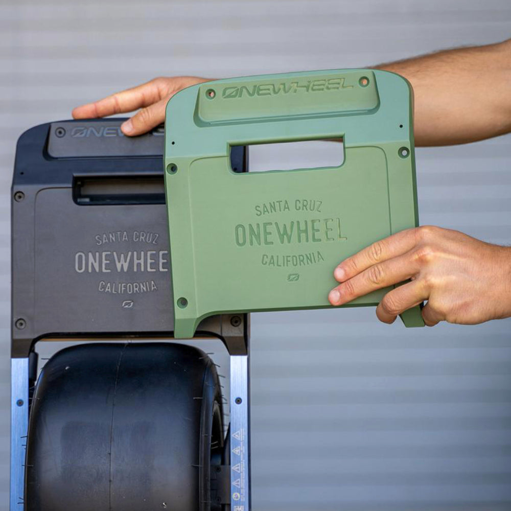 Onewheel+ XR Bumpers Black And Dark olive Lifestyle