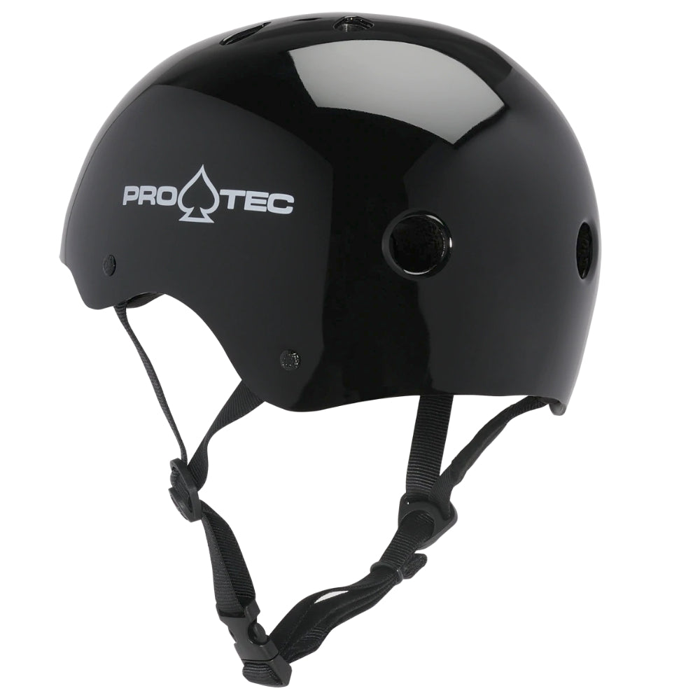 PRO-TEC Classic Skate Gloss Black - Helmet Left Back Side Logo