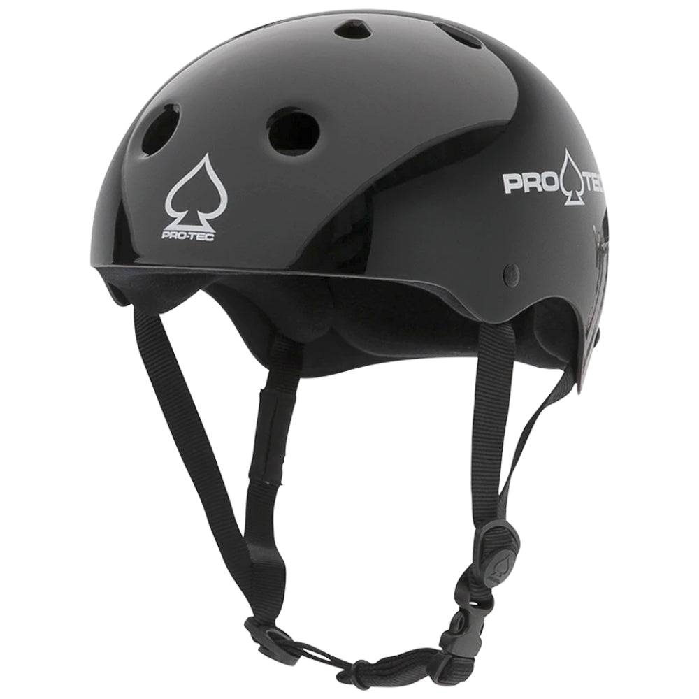 PRO-TEC Classic Skate Gloss Black - Helmet Left Front Logo