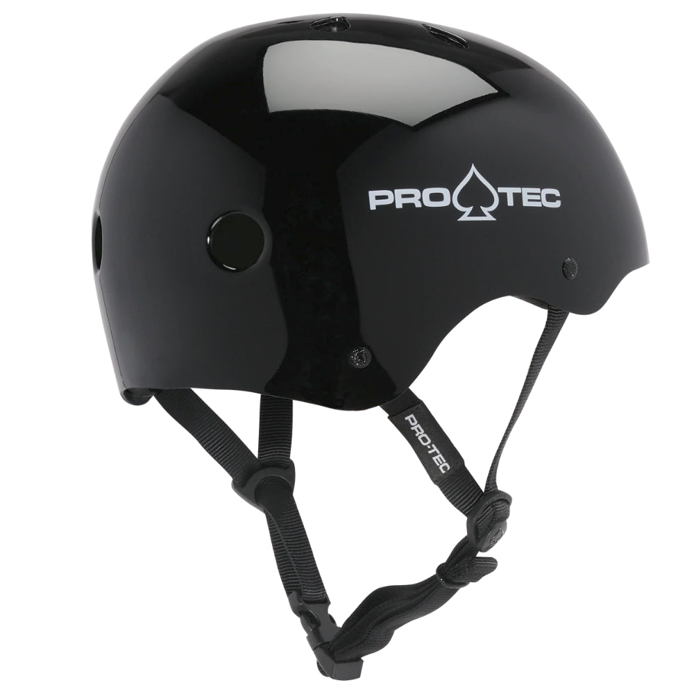 PRO-TEC Classic Skate Gloss Black - Helmet Right Back Side Logo