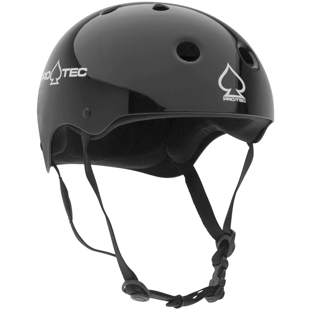 PRO-TEC Classic Skate Gloss Black - Helmet Right Front Logo