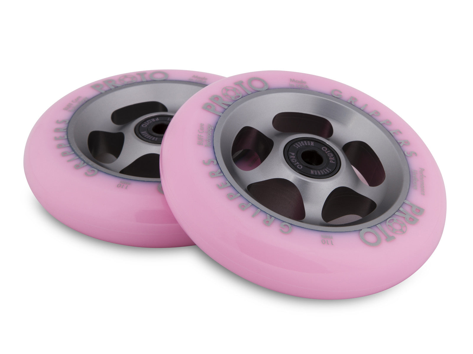 Proto Faded Grippers Pastel Pink / Ghost Grey, Scooter Wheels, Pair