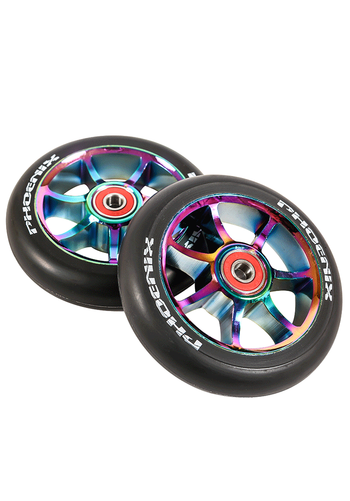 Phoenix F7 Spokes, Scooter Wheels, Oil Slick