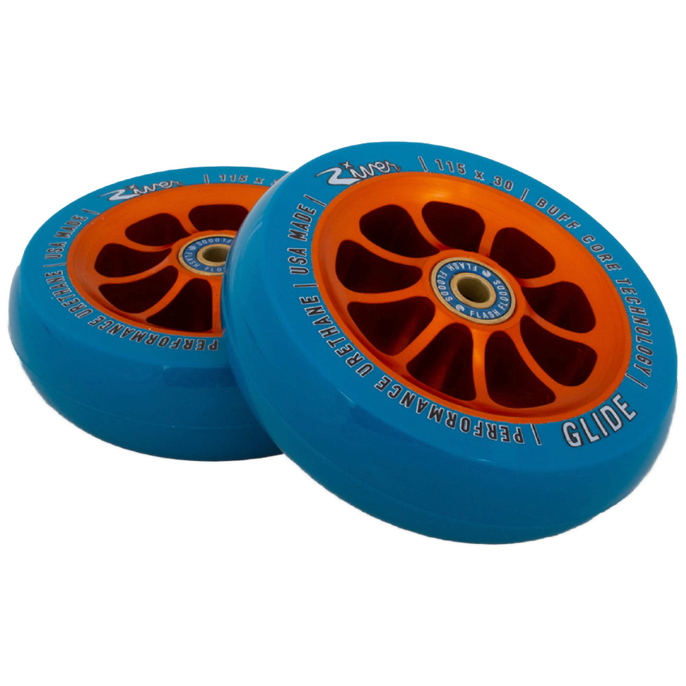 River Glides Fireset 115x30mm Street Freestyle Scooter Wheels Buff Core Technology PAir