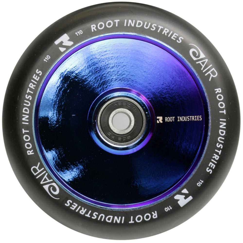 Root Industries AirWheels 110mm Black Urethane Freestyle Scooter Wheels Hollow Core Bluray Blue oilslick