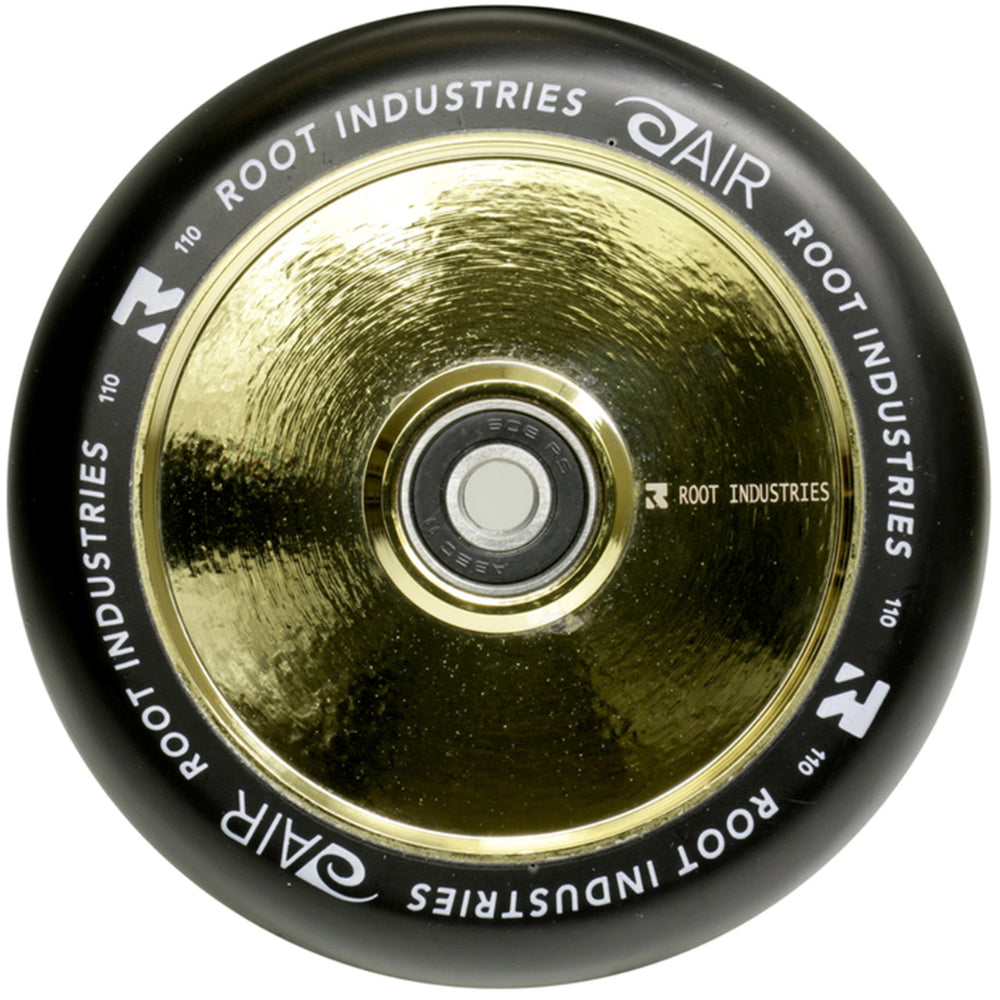 Root Industries AirWheels 110mm Black Urethane Freestyle Scooter Wheels Hollow Core Gold Rush
