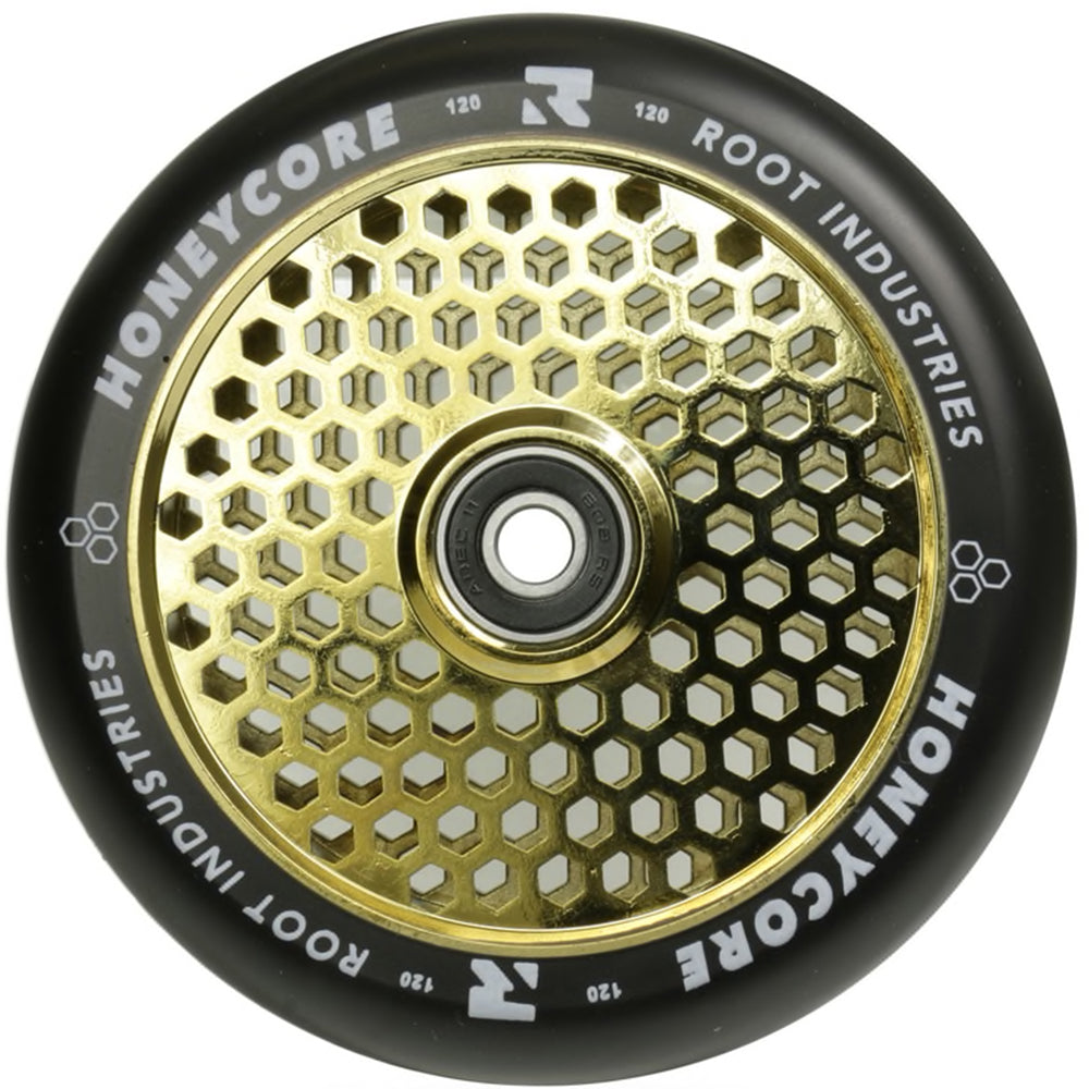 Root Industries Honeycore 120mm Black Urethane (PAIR) - Scooter Wheels Gold Rush