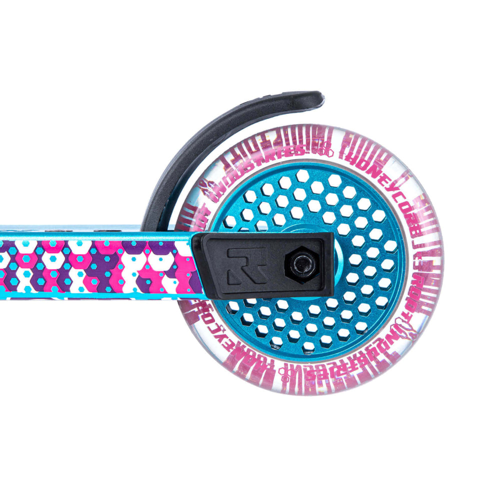 Root Industries Invictus 2 - Scooter Complete Teal Pink Side Honeycore 110mm Clear PU