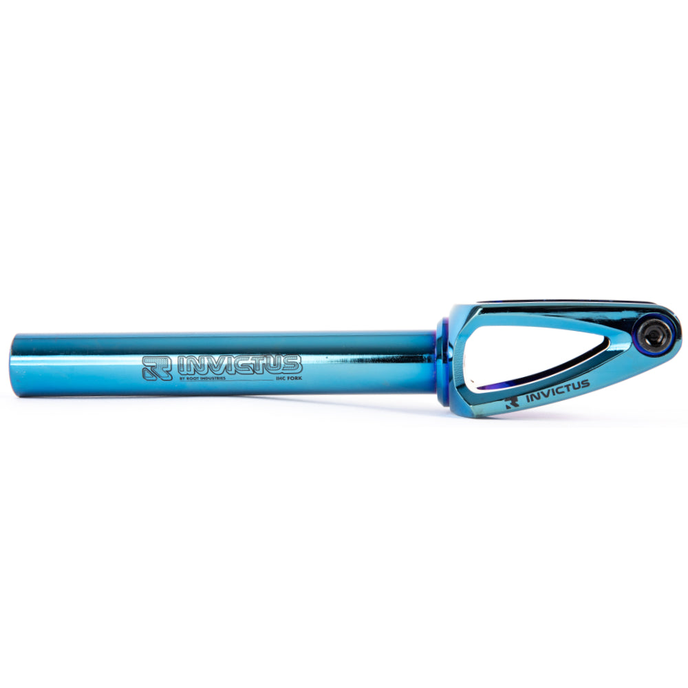 Root Industries Invictus V2 IHC Scooter Fork Blu Ray Neo Chrome Side
