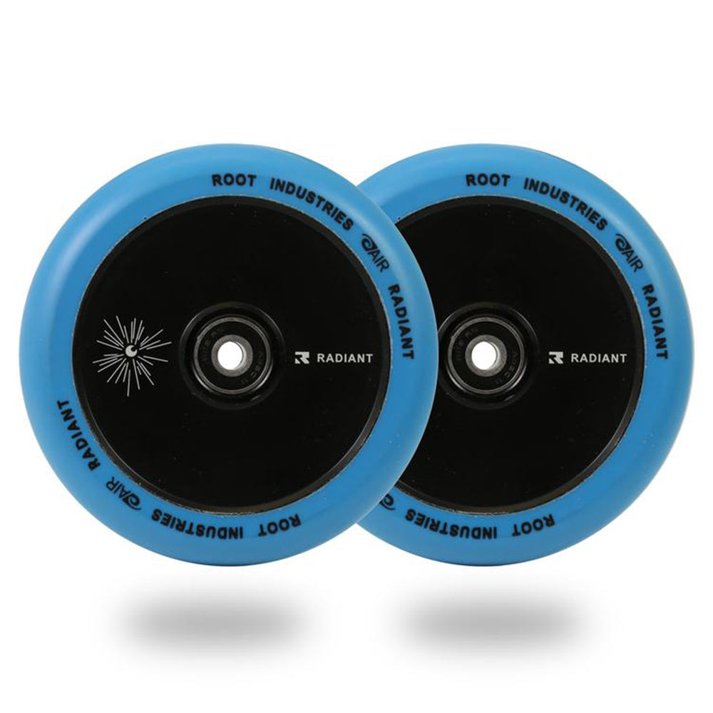 Root Industries AirWheels Radiant 120mm Black Urethane (PAIR) - Scooter Wheels Blue