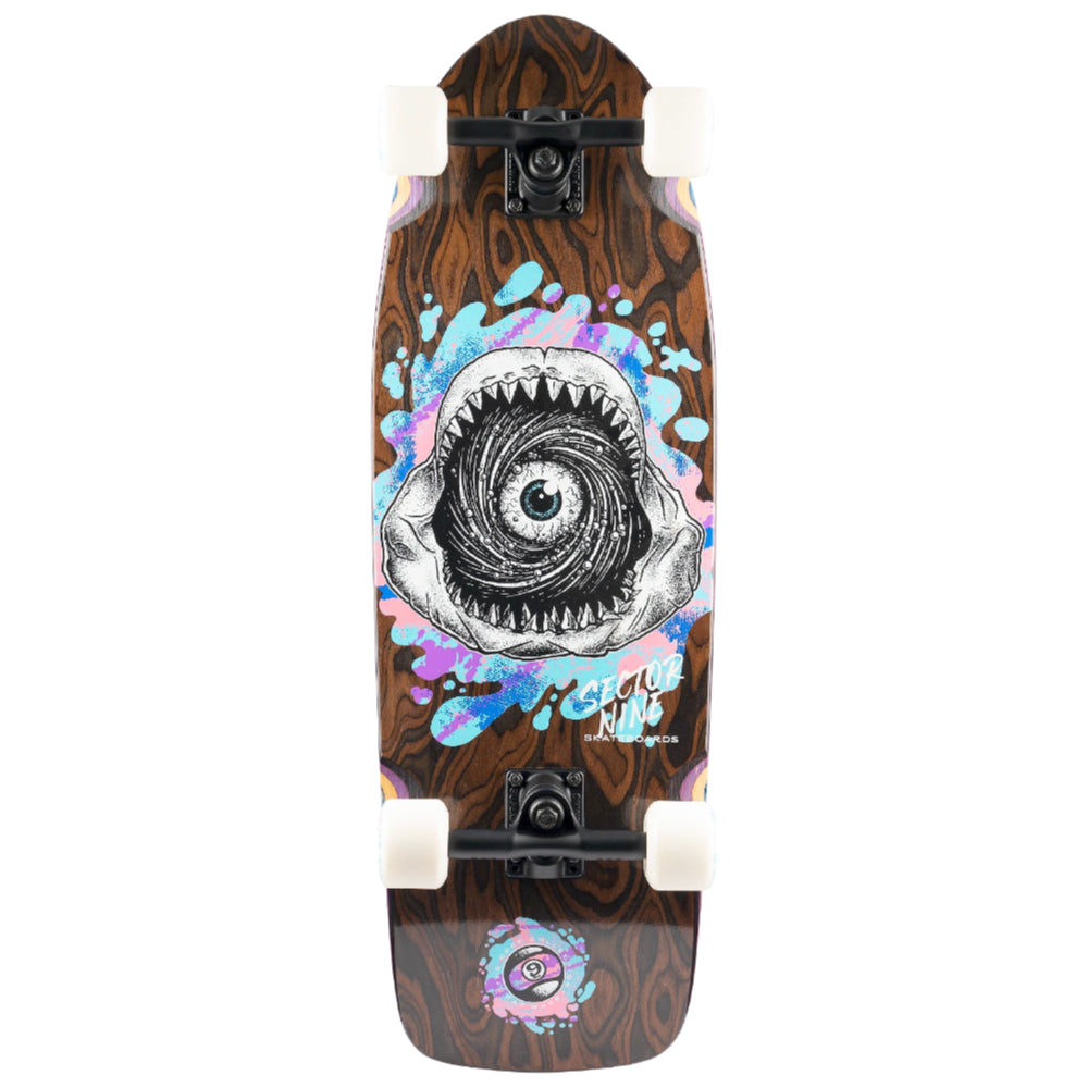 Sector 9 Fat Wave Fossil 30in - Cruiser Complete Bottom Deck Design Shark Eye