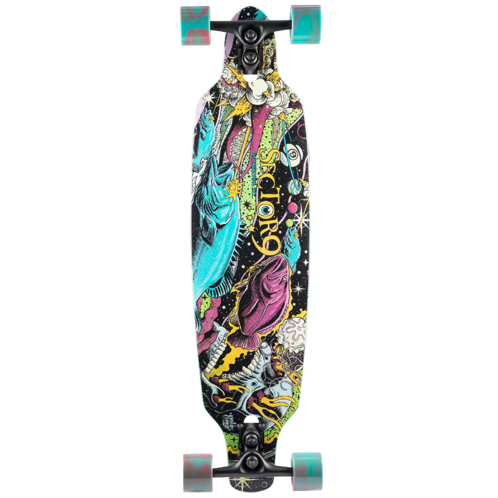 Sector 9 Fractal Battle 36in - Longboard Complete Bottom Deck Design Space Fish