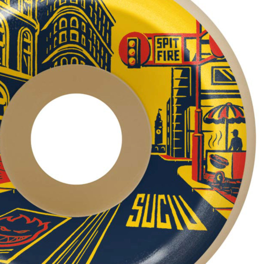 Spitfire Conical Full Formula4 Pro Mark Suciu Market 99D 54mm Skateboard Wheels Close Up