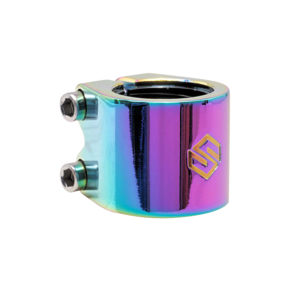Striker Lux Double Scooter Clamp Neo Chrome Oilslick Rainbow
