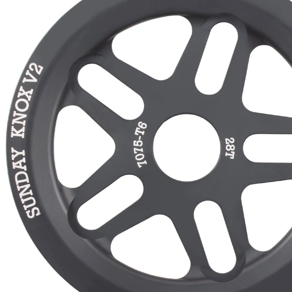 Sunday Knox V2 Black 28T BMX Sprocket Close Up