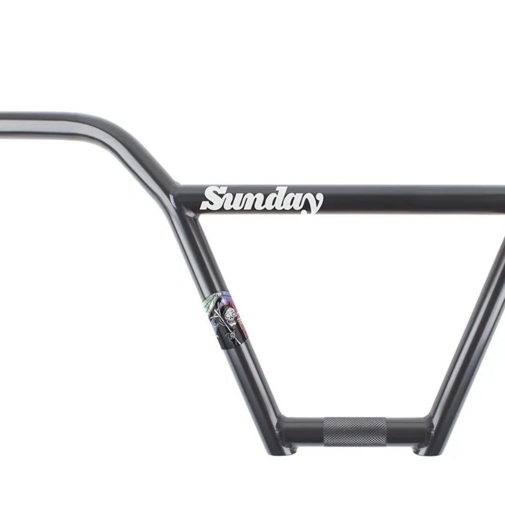 Sunday Street Sweeper 4PC Rustproof Black 9.25" - BMX Bars Close up Logo
