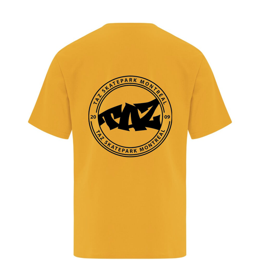 TAZ Youth Rounded logo T-shirt Gold Back