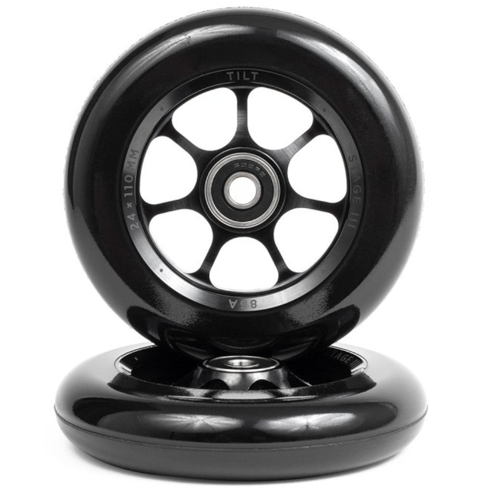 Tilt Durare Spoked Wheels Black 110X24mm PAIR) - Scooter Wheels