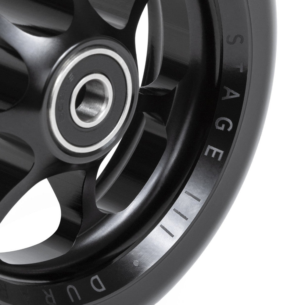 Tilt Durare Spoked Wheels Black 120X30mm (PAIR) - Scooter Wheels Close Up Bearing