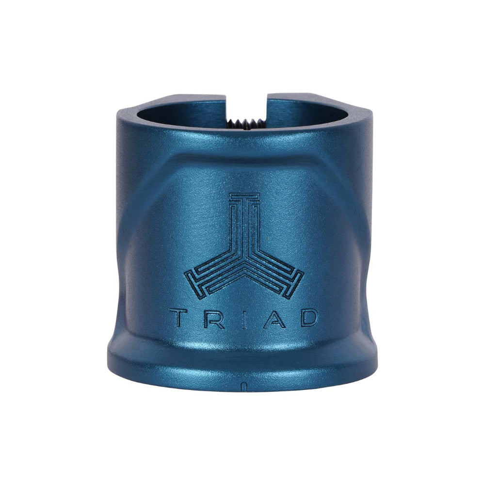 Triad Conspiracy 2 Bolt Freestyle Scooter Clamp With Integrated Dust Cap Blue Front Logo