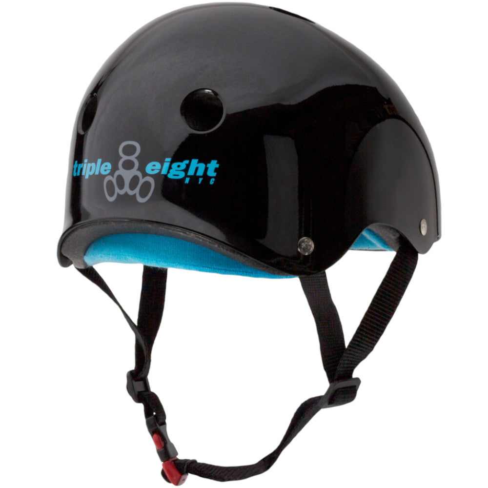 Triple 8 The CERTIFIED Sweatsaver Black Glossy - Helmet Back View