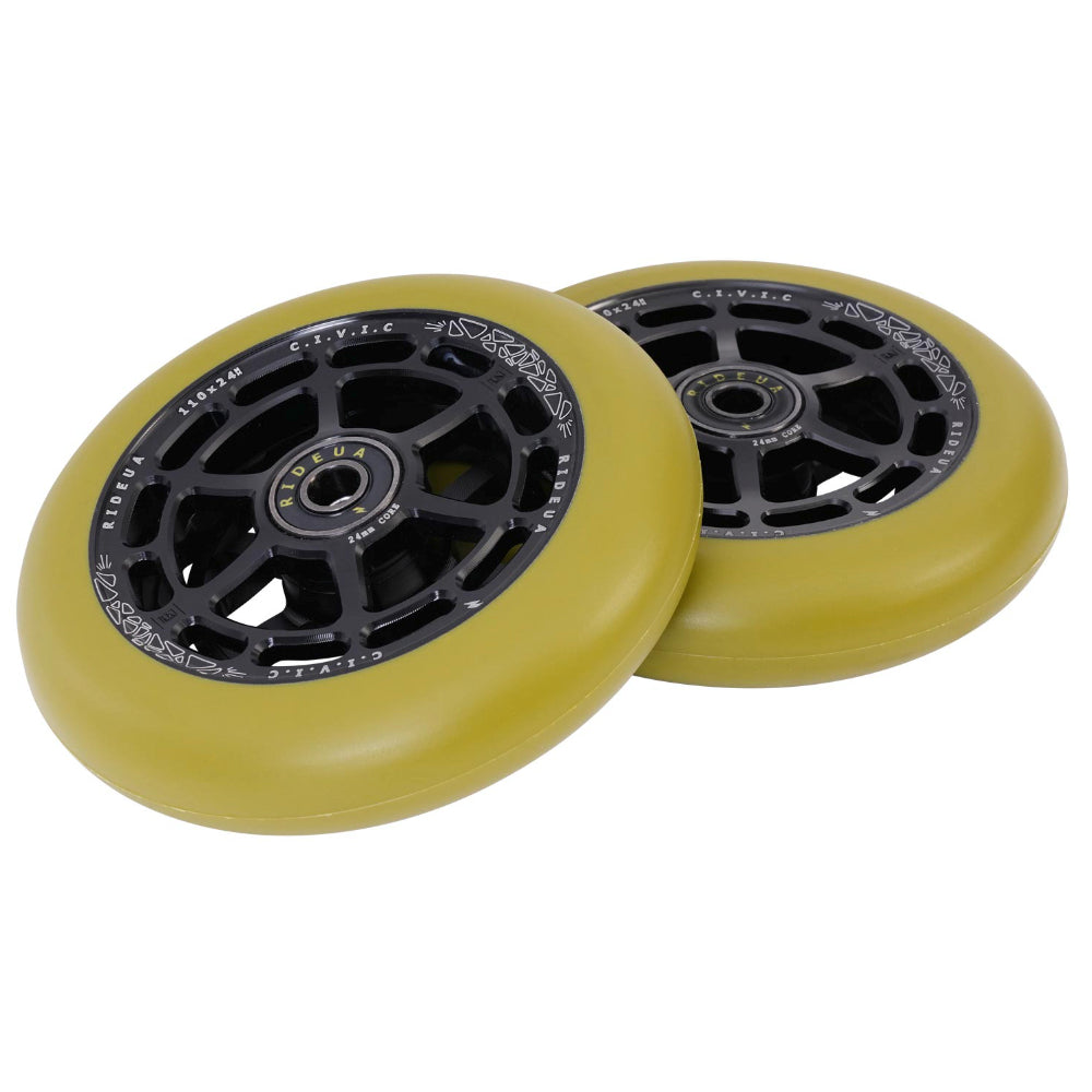 UrbanArtt Civic 110x24mm Scooter Wheels Black Army Green Pair UA