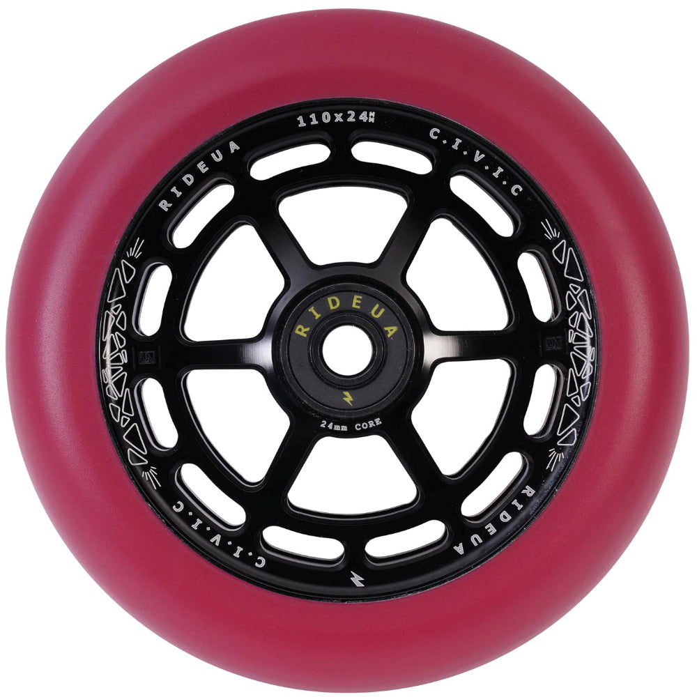 UrbanArtt Civic 110x24mm Scooter Wheels Black Autumn Red Light