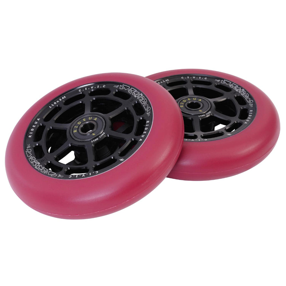 UrbanArtt Civic 110x24mm Scooter Wheels Black Autumn Red Pair UA