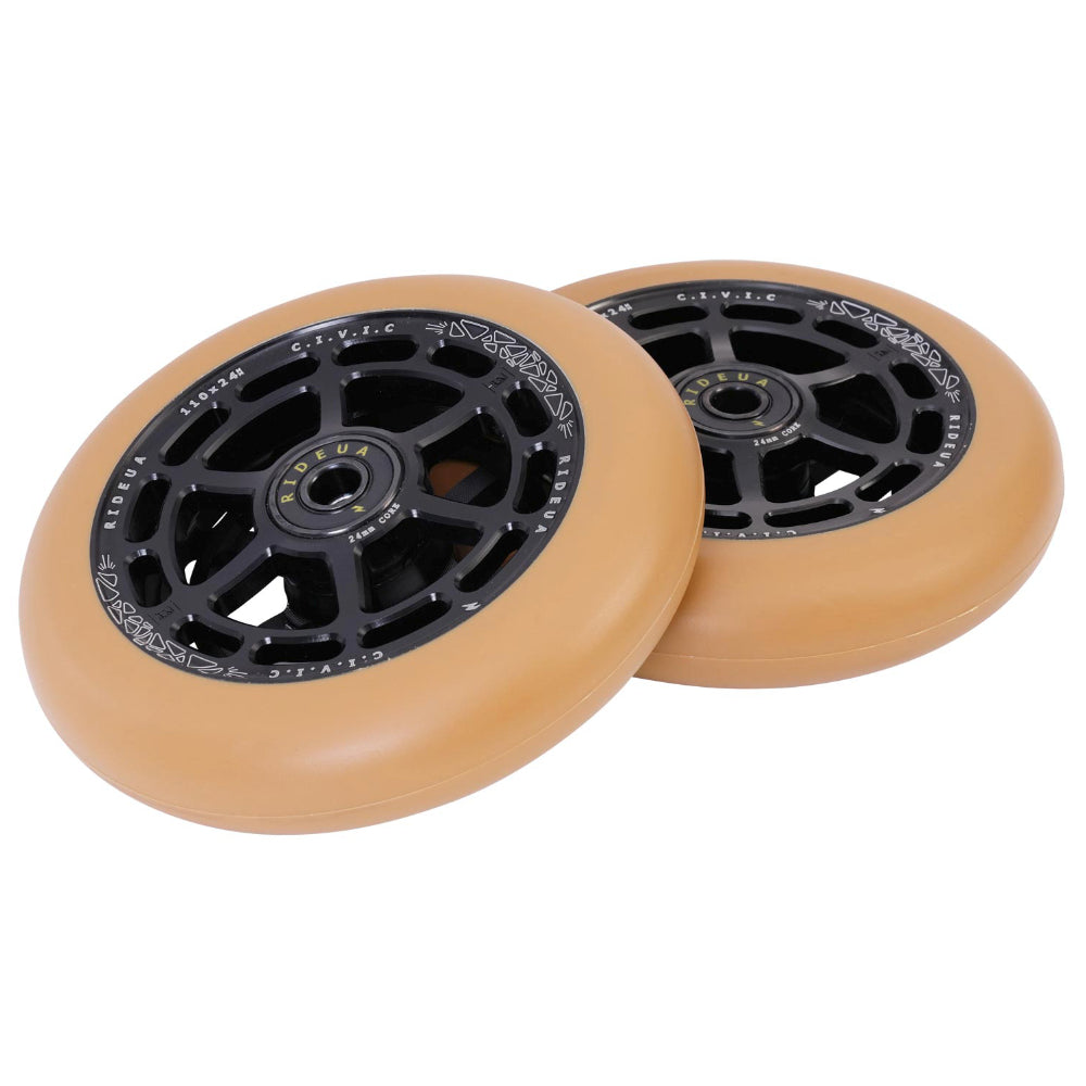 UrbanArtt Civic 110x24mm Scooter Wheels Black Gum Pair UA