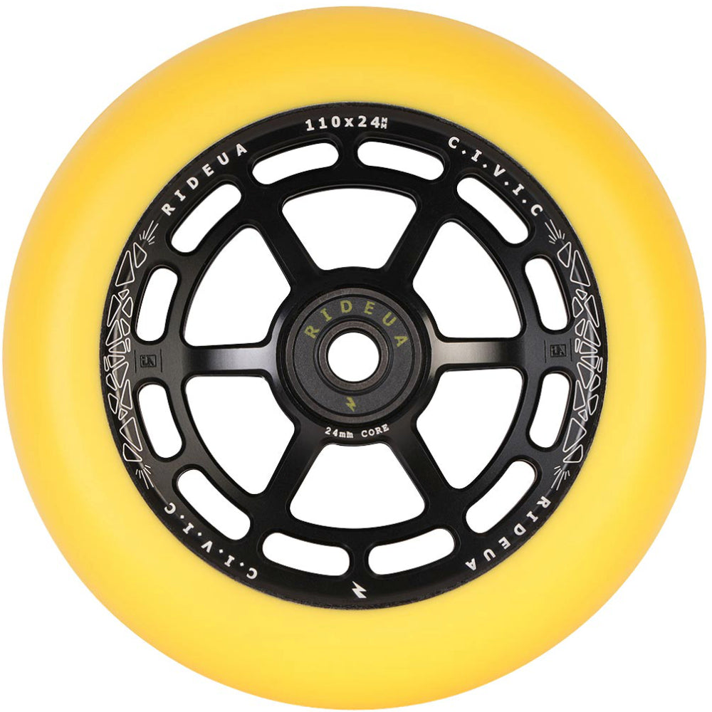 UrbanArtt Civic 110x24mm Scooter Wheels Black Yellow Light