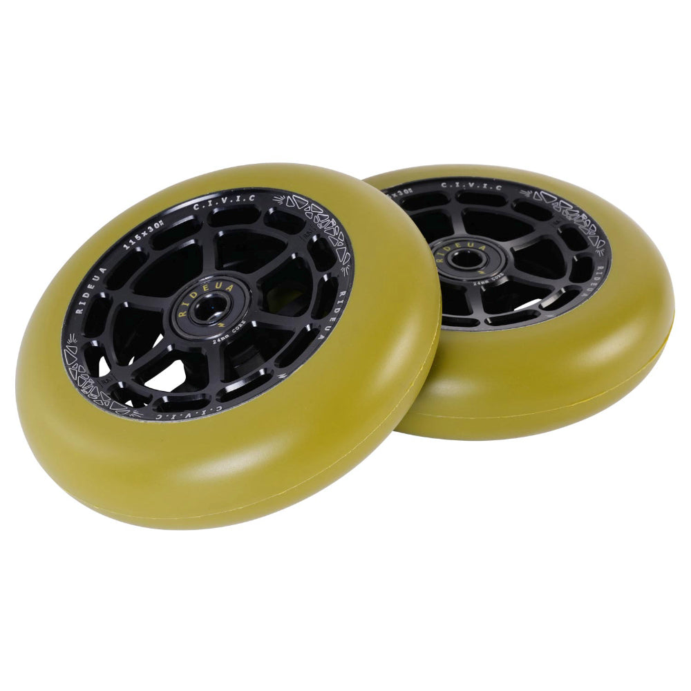 UrbanArtt Civic 115x30mm Scooter Wheels Black Army Green Pair UA