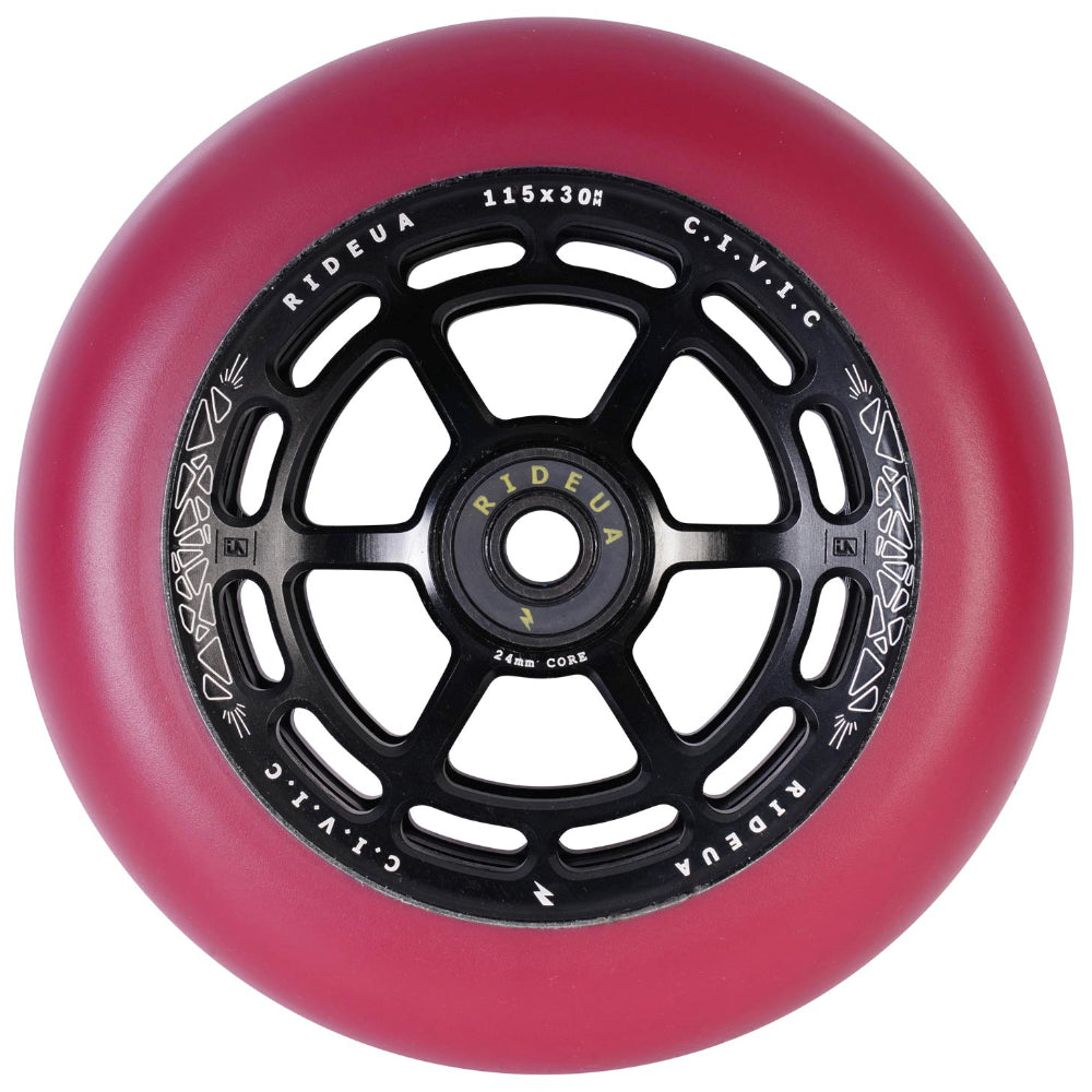 UrbanArtt Civic 115x30mm Scooter Wheels Black Autumn Red Light