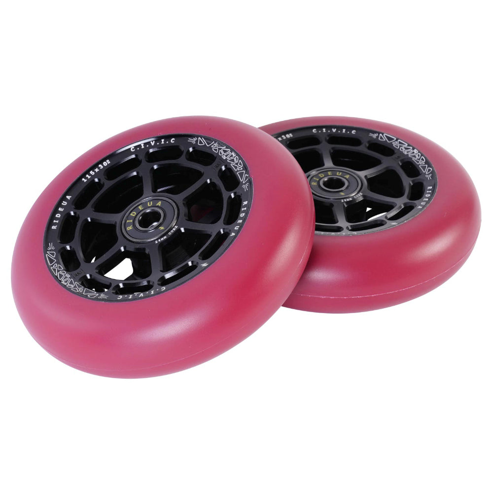 UrbanArtt Civic 115x30mm Scooter Wheels Black Autumn Red Pair UA