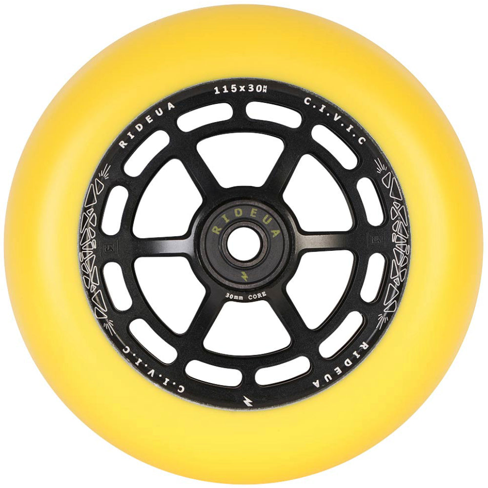 UrbanArtt Civic 115x30mm Scooter Wheels Black Yellow Light