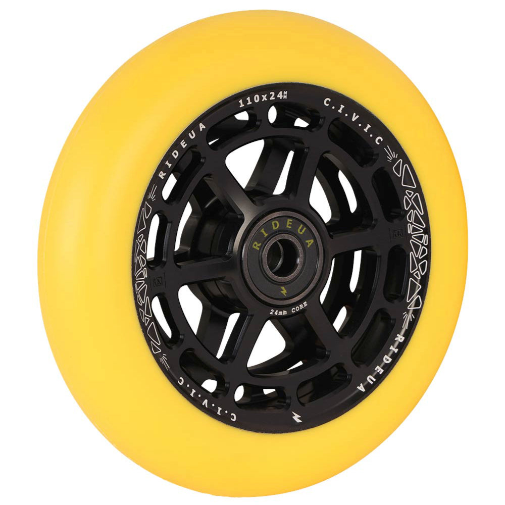 UrbanArtt Civic 115x30mm Scooter Wheels Black Yellow Angle Hollow Core