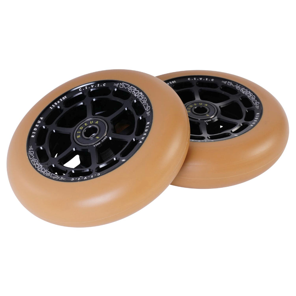 UrbanArtt Civic 115x30mm Scooter Wheels Black Gum Pair UA