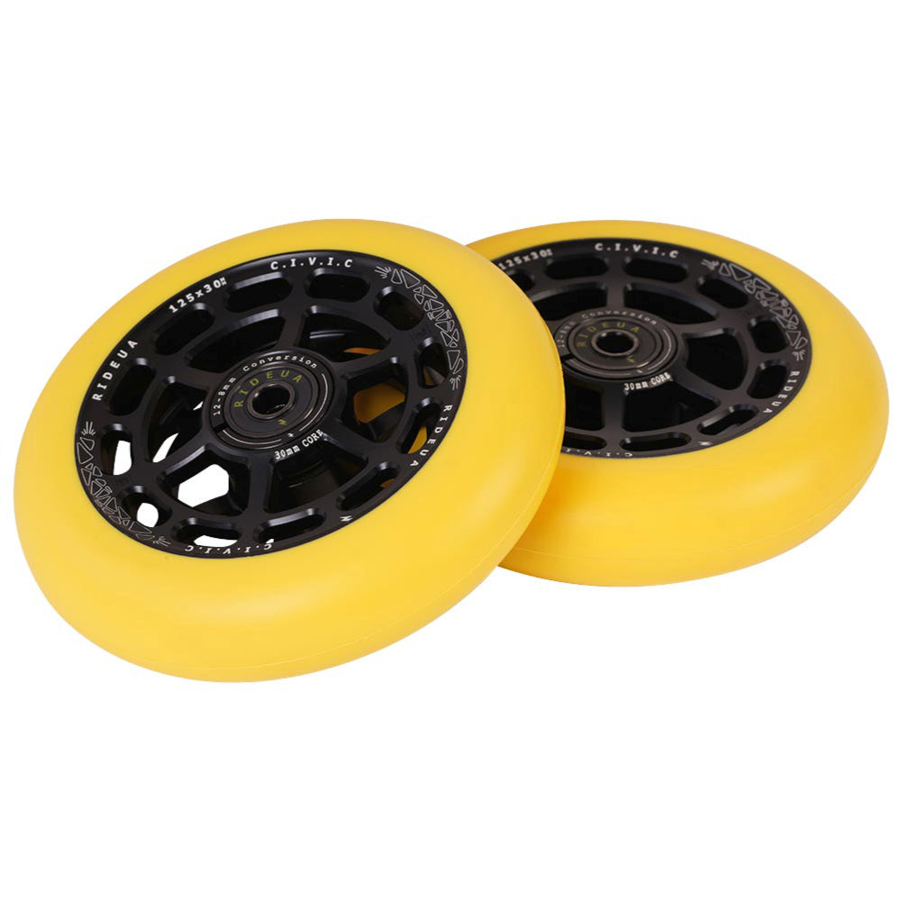 Urbanartt Civic 8STD And 12STD 125x30mm Freestyle Scooter Wheels Yellow Pair