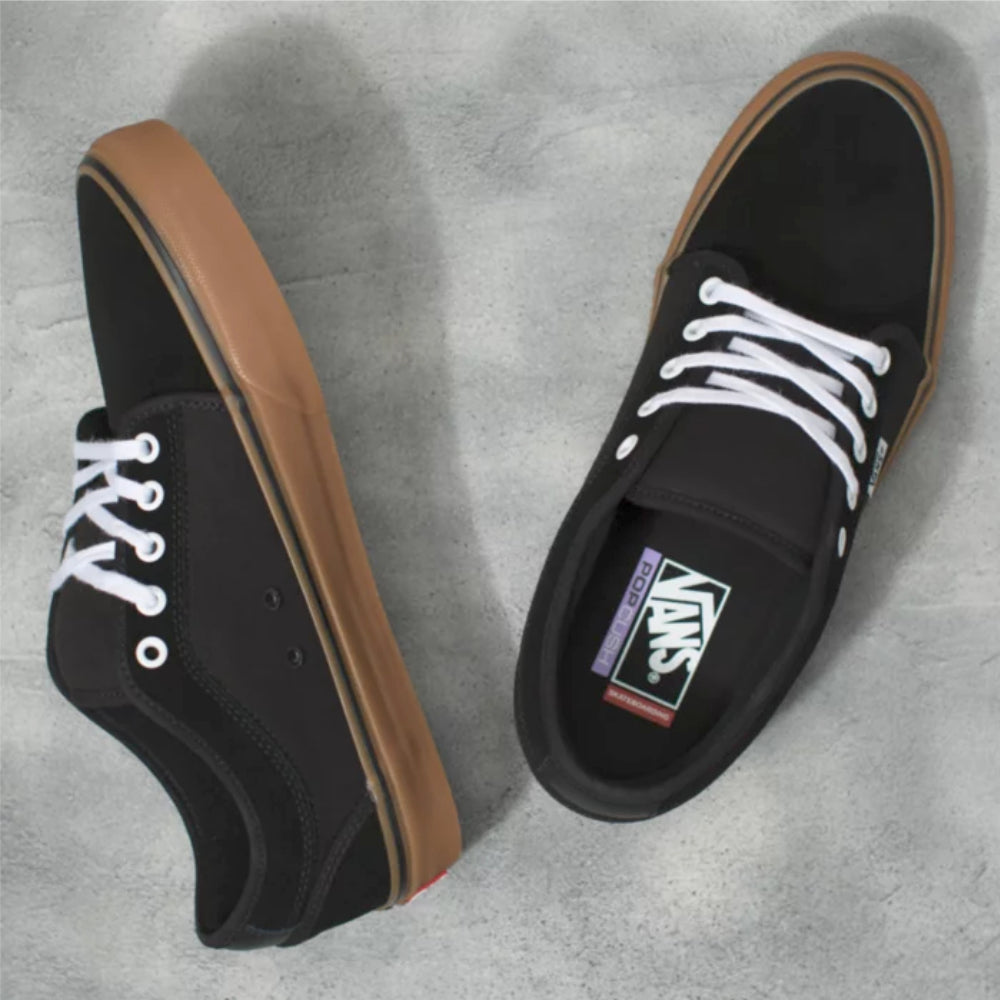 Vans Chukka Low Skate Black / Black / Gum Shoes PopCush Top View Side