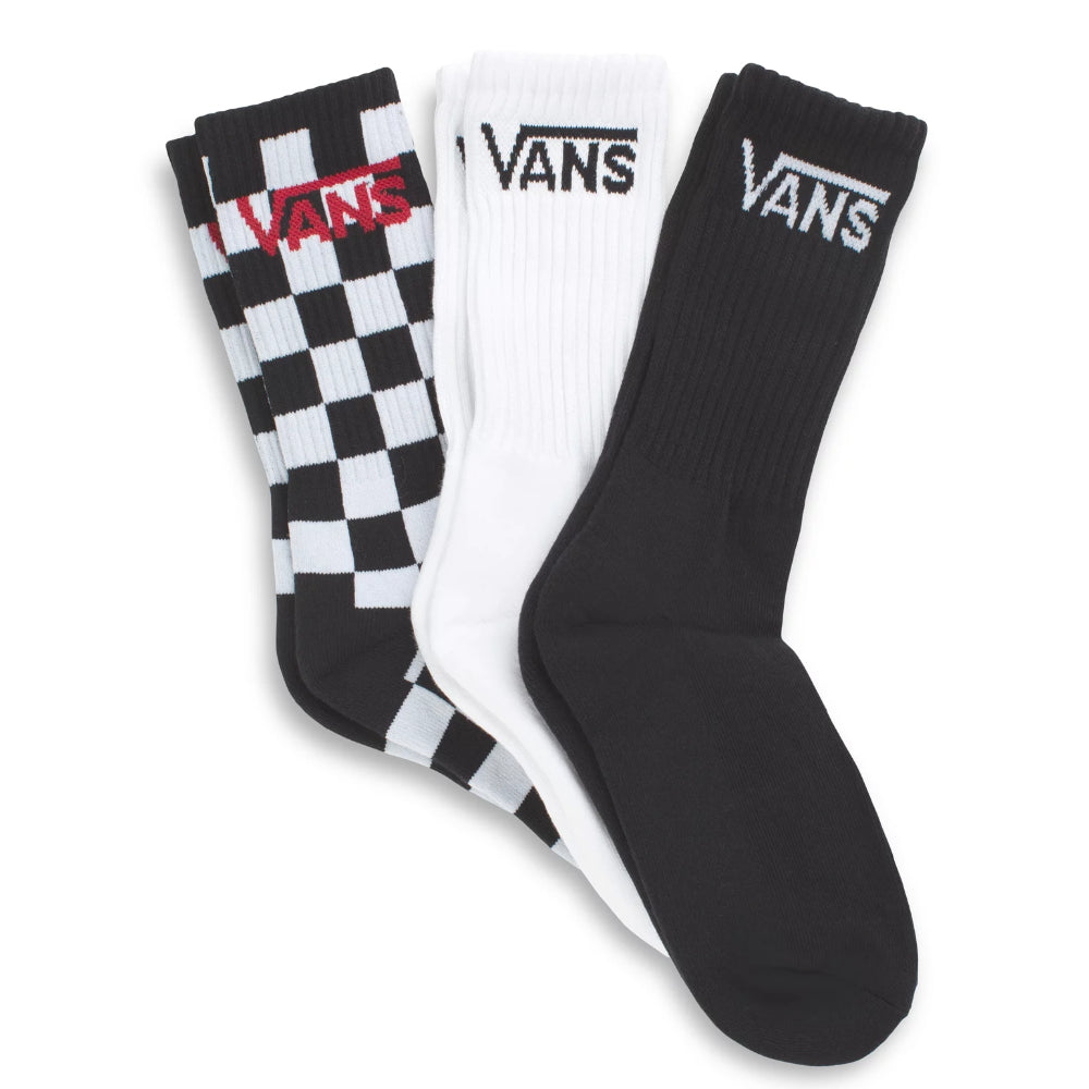 Vans Classic Crew Socks 3 Pack Black Checkerboard