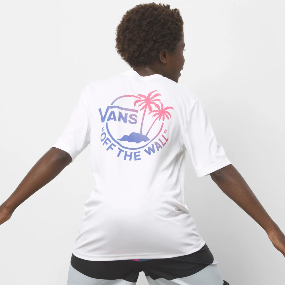 Vans Kids Dual Palm Sun White T-Shirt Back Close Up