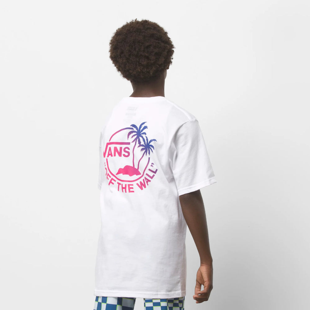 Vans Kids Mini Dual Palm 2 White True Navy T-Shirt Angle